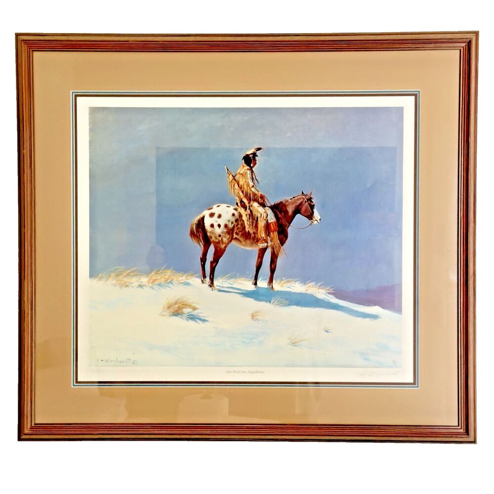 Olaf Wieghorst “Nez Perce on Appaloosa" UnFrame or Frame COA Sign  # Cowboy READ